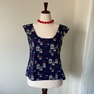 TULLE - Flutter Away Top in Dark Indigo Bird Cage - Medium